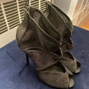 SCHUTZ Sparkle Zip Heeled Booties